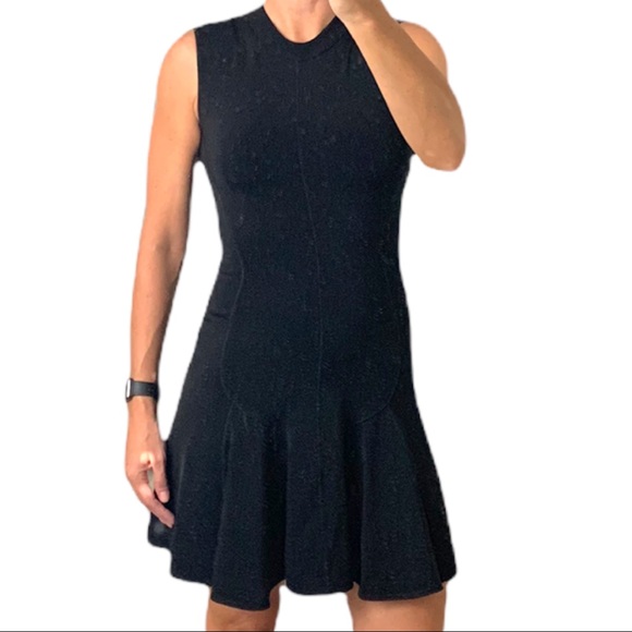 ALAIA Black Body Con Dress with Flowy Skirt. - Picture 2 of 9